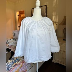 - Frances Valentine Flowy Ruched White Emily top blouse shirt m incl dust bag